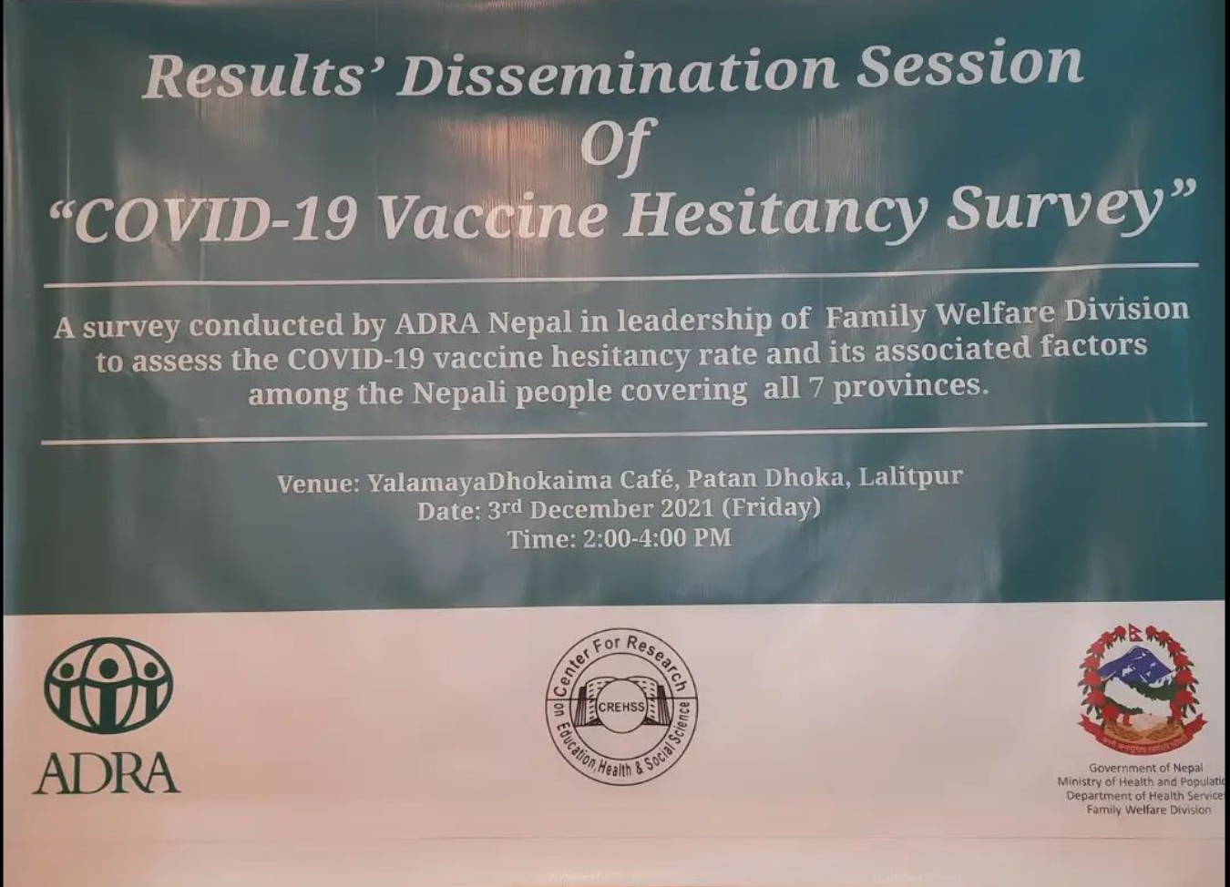 Results dissemination of COVID-19 Vaccine Hesitancy Survey